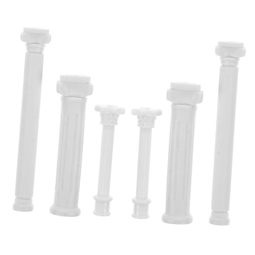 STOBAZA 6個 ミニローマ柱模型 クラシックデザイン 軽量プラスチック製 塗装可能 マイクロランドスケープ用建築装飾