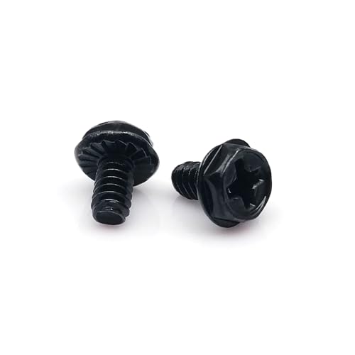 25�� �u���b�N �V���o�[ 6#-32x5/6/8mm PC�P�[�X �d�� �n�[�h�h���C�u �}�U�[�{�[�h �w�b�h�}�E���g �Œ�l�W DIY �R���s���[�^�[ B(Black,6-32x5mm)