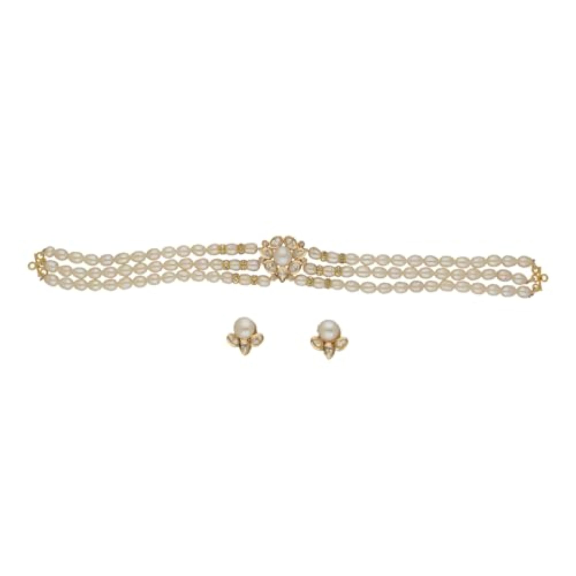 Zivah 3 Lines Pearl Choker Set, Gift Ready