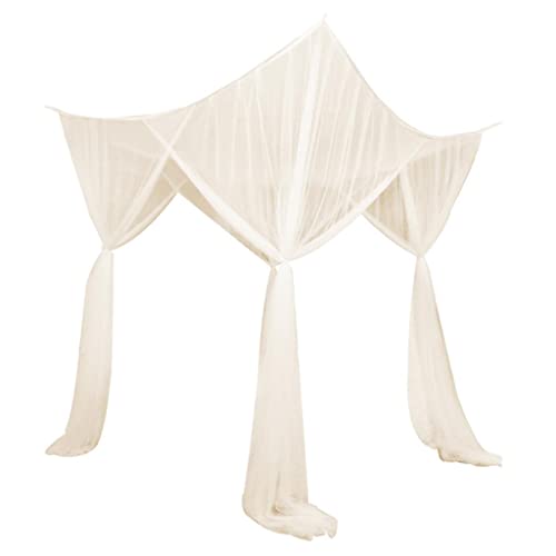 Baoblaze Europäische Art Bettwäsche Baldachin 4 Eckpfosten Moskitonetz Vorhang Indoor e Outdoor, Beige, 210x190x24cm