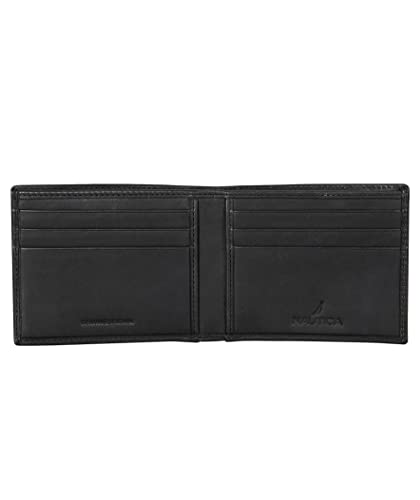 Image of Nautica Men's Bifold Leather Wallet | RFID Blocking | ID Window | Card Slots | Organization | Durable | Stylish