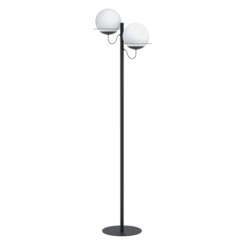 Lámpara de suelo de acero y vidrio EGLO Sabalete elegante con doble casquillo E27