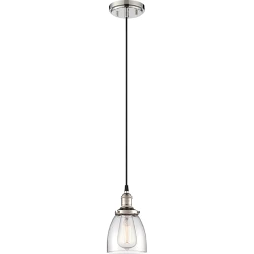 Image of Nuvo Lighting 60 /5404 Vintage Incandescent One Light Pendant Cone Clear Glass Polished Nickel