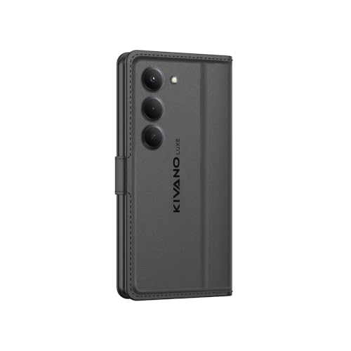 Image of KIVANO LUXE Compatible for Redmi 15 5G Luxury Handmade Leather Magnetic Flip Folio Case | Card Holder & Kickstand | Slim Protective Cover | Unisex - Black