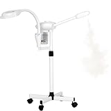 Professional Facial Steamer with Magnifying Lamp, Nano Ionic Face Steamer for Esthetician & Home Spa, Portable Facial Steamer for Deep Cleansing, Home Facial Skin Care Equipment, White
