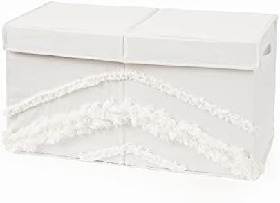 Sweet Jojo Designs Ivory Boho Bohemian Girl or Boy Small Fabric Toy Bin Storage Box Chest For Baby Nursery or Kids Room Gender Neutral Off White Farmhouse Chic Unisex Minimalist Fringe Macrame