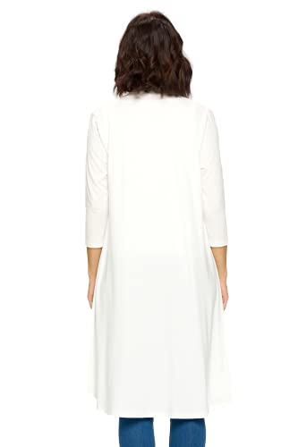 Image of Women's 3 /4 Sleeve Soft Open Front Casual Flowy Long Viscose Made from Bamboo Cardigan