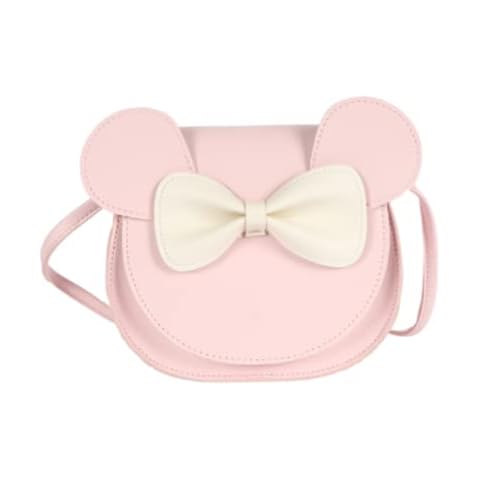 sanvpwsan Little Girl Shoulder Bag Bowknot Flap Mini Handbag Cute Mouse Ear Crossbody PU Bag, Suitable for 2-10 Years Old (Light Pink) Cover
