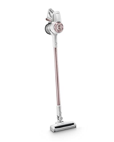 De'Longhi XLM417.WRG Scopa elettrica Senza Filo e Senza Sacco Ricaricabile,RICARICA VELOCE, Spazzola Motorizzata, 4 stadi di filtrazione, SVUOTAMENTO FACILE VELOCE E PULITO,Ricca Dotazione,Bianco/Rosa