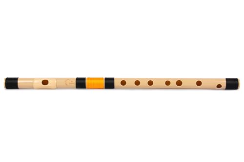 Radhe Flutes | F Natural Right Handed Middle Bansuri | Black & Orange | Tuned With Tanpura A=440Hz | PVC Flute + Hindi & English Flute Lessons