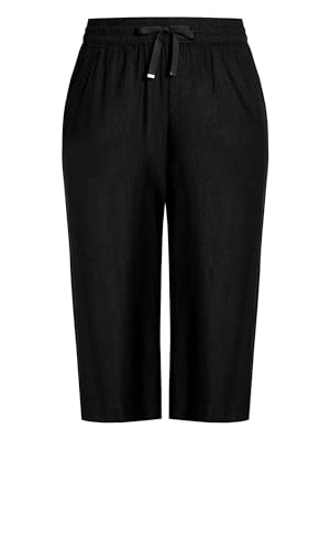 EVANS Women's Avenue Plus Size Wide Leg Crop Pant, Black,