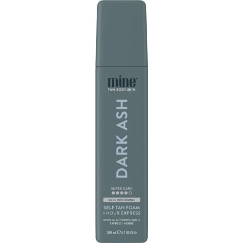Minetan Dark Ash Self Tanning Foam | Color Base Tan Collection - Ultra Deep Brown Bronze Glow, 1 Hour Instant Express, Face & Body Fake Sunless Tanner Mousse, For Fair & Pink Undertones, 6.7 Fl Oz