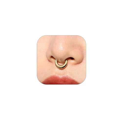 Septum Nose Rings Helix Daith Piercing Jewelry CZ 16G 14K Gold Double Hoop by JALZEMPL - Used condition - US$6.13