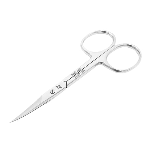 ZIZZLON Cuticle Scissors Extra Fine Curved Stainless Steel, Professional Eyebrow Scissors for Beard, Nose Hair, Eyelash, Mustache, Dry Skin - Manicure Scissors