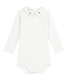 Petit Bateau Body bébé en coton à col brodé, uni