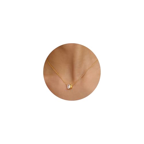 Birthstone Necklace for Women Birthday Gifts Gold Charm Necklace for Women Simple Cubic Zirconia Pendant Necklace Gold Jewelry Gifts for her 04-11 Apr