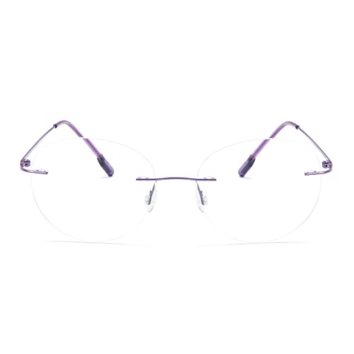 KoKoBin Round Rimless Reading Glasses Super Light Titanium Alloy Reading Aid for Men and Women purple, 1/1.5/2/2.5/3/3.5 - Image 2