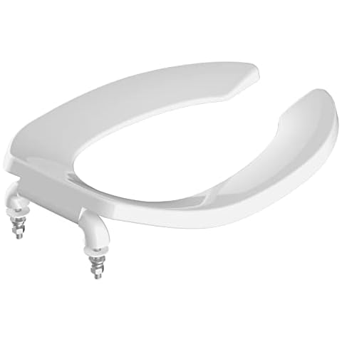 Commercial Heavy Duty Open Front Toilet Seat Without Cover, Thickened Material, Never Loosen, ELONGATED, White(18.5”), 2-Pack Cover
