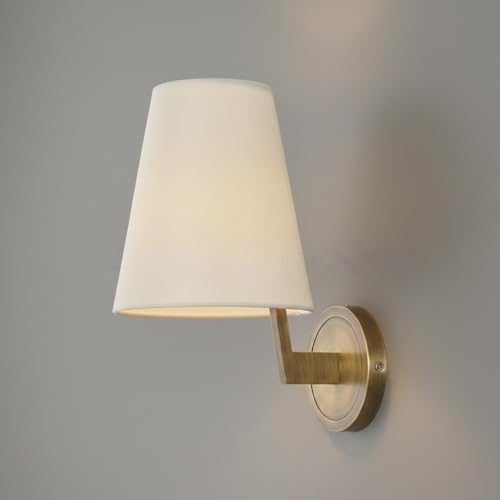 Aplique de pared de latón hecho a mano con pantalla de tela contemporánea 2