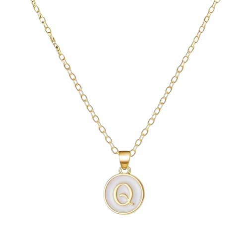 Image of Giftana Alphabet Locket with Chain, White Enamel Letter A-Z Pendant Necklace for Girls, Personalized Initial Name Gold Plated Pendant Necklace Gift for Girlfriend, Valentines Day Gifts for Woman