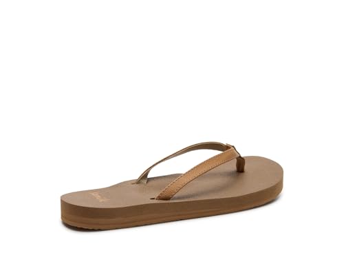 Sanuk Yoga Joy | Flip Flops for Women | Yoga Sandals For Women | Women's Beach Sandals | Memory Foam Footbed, Tan, 93