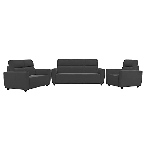 Image of Wakefit Sofa Set | 3 Year Warranty | Sofa 6 Seater, 6 Seater Sofa for Living Room, Wooden Sofa Set, Sofa Set 3+2+1 Seater - Belize(Malphino : Smoke Grey)