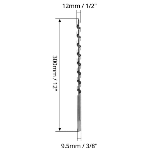 Broca de barrena para madera 12mm x 300mm con punta autoalimentada 6