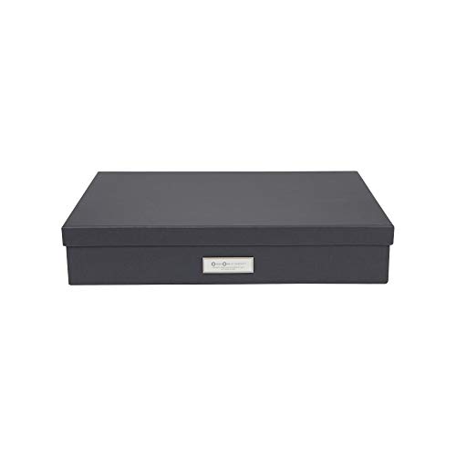 Bigso Sverker Paper Laminate Document Storage Box, Thick Label Frame, Dark Gray