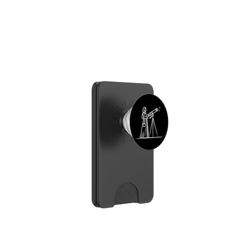 Telescopio Una Línea Arte Dibujo Mirando Estrellas PopSockets PopWallet para MagSafe