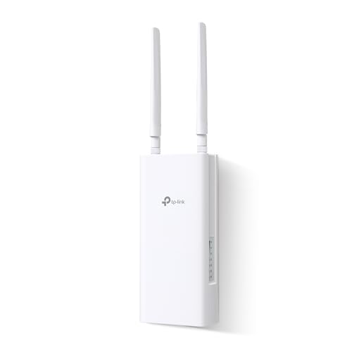 TP-Link Archer MR402-Outdoor 4G LTE WLAN Router, 4G bis zu 150 Mbps mit SIM Karte, WLAN bis zu 1200 Mbps, IP65 wetterfest, Plug & Play, Mast-/Wand-/Fenstermontage, bis zu 64 Geräte