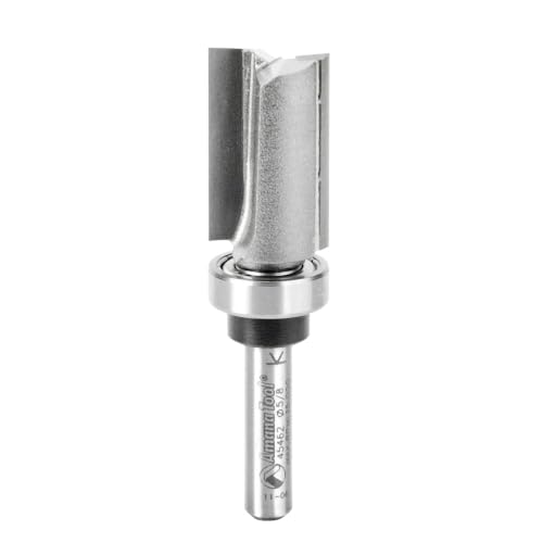 Amana Tool 45462 Carbide Tipped Flush Trim Plunge Template 5/8 D x 1 Inch CH x 1/4 SHK w/ Upper Ball Bearing Router Bit