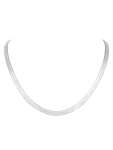 FOCALOOK Chaîne Femme Courte Plaqué Or 32cm Collier ras du Cou Maille Miroir 3mm pour Jeune Fille