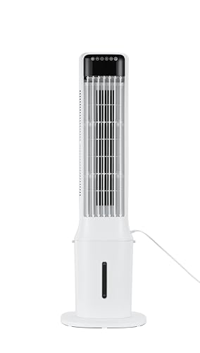 Image of Uthfy 36 inch Portable Air Conditioners, 120 Oscillating Cooling Fans that Blow Cold Air with 24H Timer, 4 Modes & 3 Speeds, Dual Water Tank, 4 Ice Packs, Remote, 1.9 Gal, 3 In 1 Swamp Cooler for Bedroom