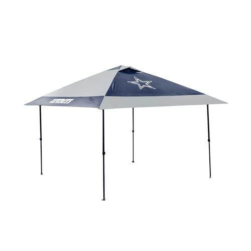 Logo Brands NFL Dallas Cowboys 12x12 Solo Up Canopy – 144 Square Feet of Shade – One-Person Easy Setup, UV-50 Protection, Rolling Storage Bag – Perfect Tent for Tailgates and Outdoor Events