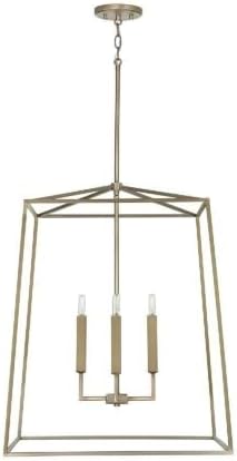 Capital Lighting 537643AD Thea Lantern Foyer Pendant, 4-Light 240 Total Watts, 28" H x 22" W, Aged Brass