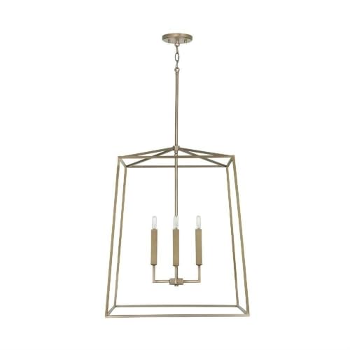 Capital Lighting 537643AD Thea Lantern Foyer Pendant, 4-Light 240 Total Watts, 28" H x 22" W, Aged Brass