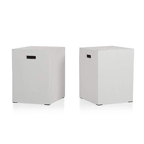 Preisvergleich Produktbild Benzara BM187415 Betonhocker mit seitlichen Griffen, Weiß