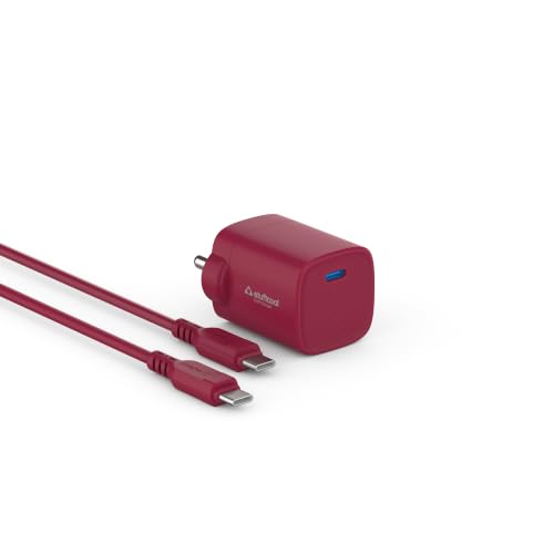 Image of Stuffcool Novus 25W Super Fast GaN Charger with Type C to C 60W 3A Cable for Samsung, Pixel & iPhone Wine
