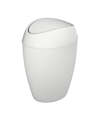 Image of Umbra 1009613-661 Twirla Trash Can with Flipping Lid, 9 L, Metallic White