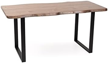 Gozos Bejar tree edge solid wood dining table | Wooden dining table made of solid pine wood with metal U legs | Handmade furniture from real wood | Solid table top 40 mm | 4-6 people | 120x75cm
