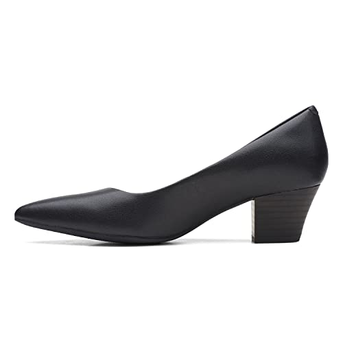 Clarks Collection Women's Teresa Step Pump, Black Leather, 7.5 Wide US