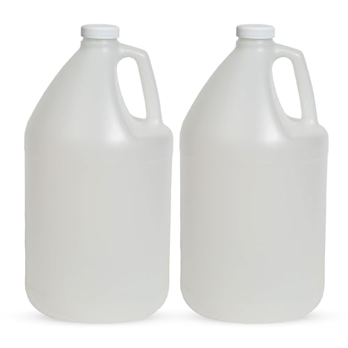 FastRack 2-Pack 1 Gallon Water Bottle Plastic Jug Container with Lid | White Food Grade Gallon Water Jug, BPA-Free, Leak-Proof Pitcher With Lid Fermentation, Brewing, Storage & More