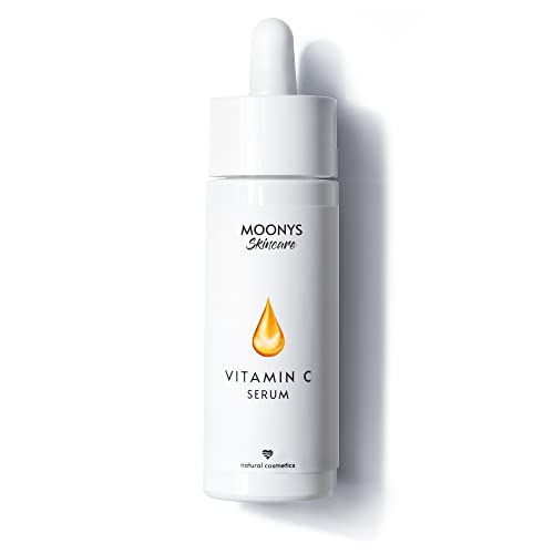 MOONYS® 10% Vitamin C Serum hochdosiert mit Ferulasäure/ Hyaluron Creme Gesicht - Hyaluronsäure Komplex/ Serum Gesicht antioxidative Wirkung/ Naturkosmetik Made in Germany Cover