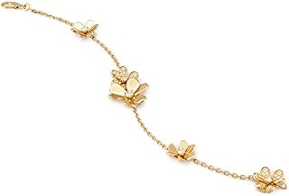 JDGEMSTONE Gold Three Leaf Clover Bracelet for Girl,Gold Clover Bracelet for Girls,Sterling Silver Bracelet,5A Cubic Zircona Bracelet,Gifts for Girls