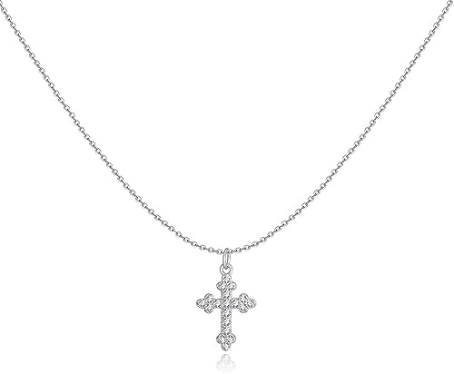 Collana Croce Donna Con Diamante Artificiale - Oro, Argento O Rosa - Gioiello Bigiotteria Elegante - Foto 9