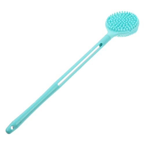 VILLCASE Cepillo de Baño de Silicona Doble Cara con Mango Largo Cepillo de Masaje para Ducha Cerdas Suaves para Exfoliar y Limpiar la Piel Color Azul Nórdico Adecuado para Masaje