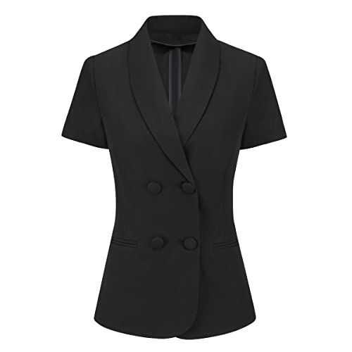 YUNCLOS Women's Two Pieces Suit Set Short Sleeve Blazer and Suit Pants2