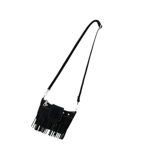 Petit sac à bandoulière rétro pour femme avec sangle réglable et pompons