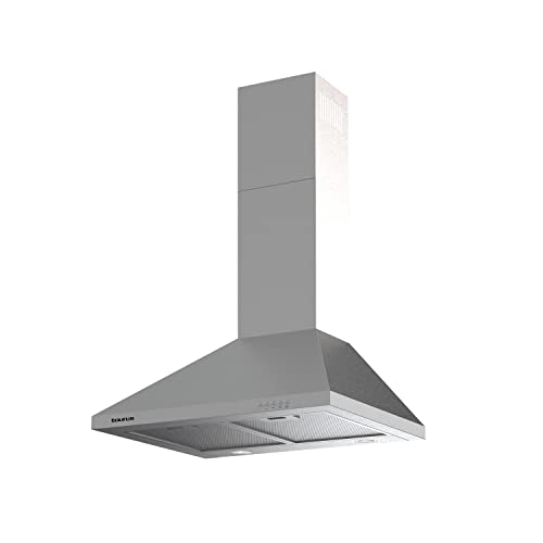Taurus PR60IXAL - Campana extractora decorativa, acero inox, ancho 60cm, 650m3/h de extracción, 3 velocidades, mandos mecánicos, eficiencia A, 200W, filtros aluminio lavables multicapa, LED