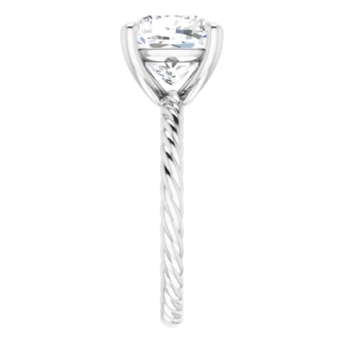 3-5 CT Asscher Cut Moissanite Engagement Ring for Women | Rope Style Swirl Shank Solitaire Anniversary Ring for Her | 925 Sterling Silver, 10K/14K/18K Solid Gold & Size 4-123